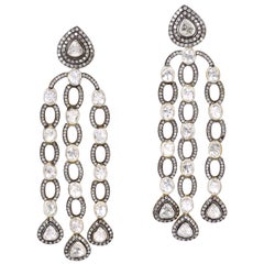 Pendientes araña de diamantes talla rosa de 12,85 quilates