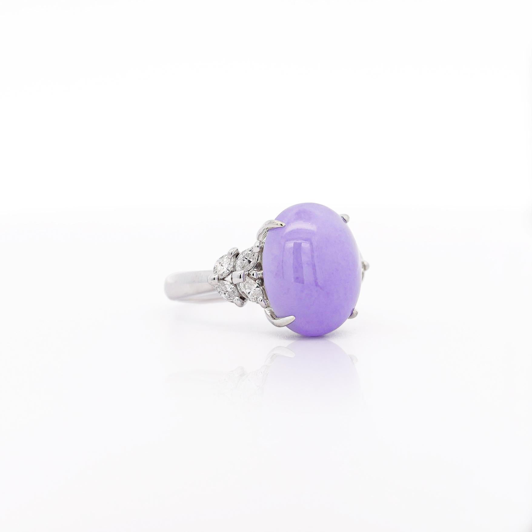 Contemporary 12.86 Carat Lavender A Jade & Diamond Platinum Cocktail Ring For Sale