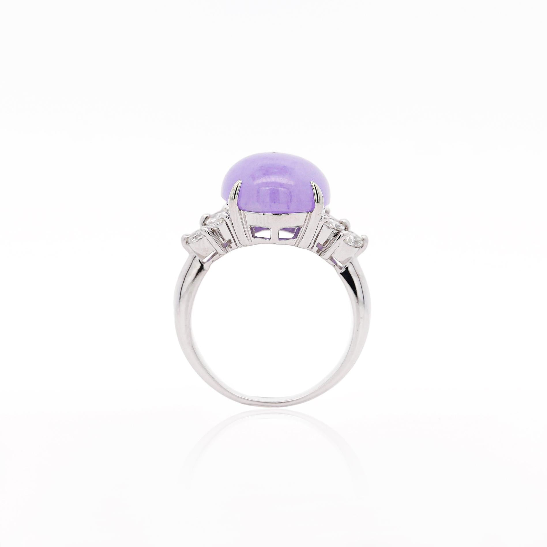 Women's 12.86 Carat Lavender A Jade & Diamond Platinum Cocktail Ring For Sale