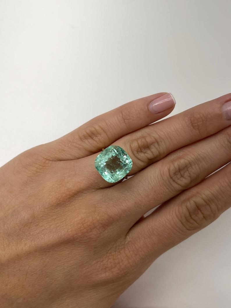 12.86 Carat Natural Cushion Colombian Emerald - 14.5x14mm Loose Gemstone For Sale 2