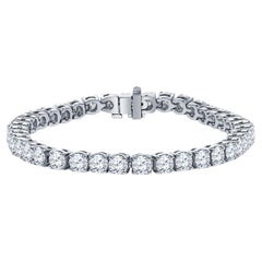 12.86 Carat Total Weight Round Diamond 14 Karat White Gold Tennis Bracelet