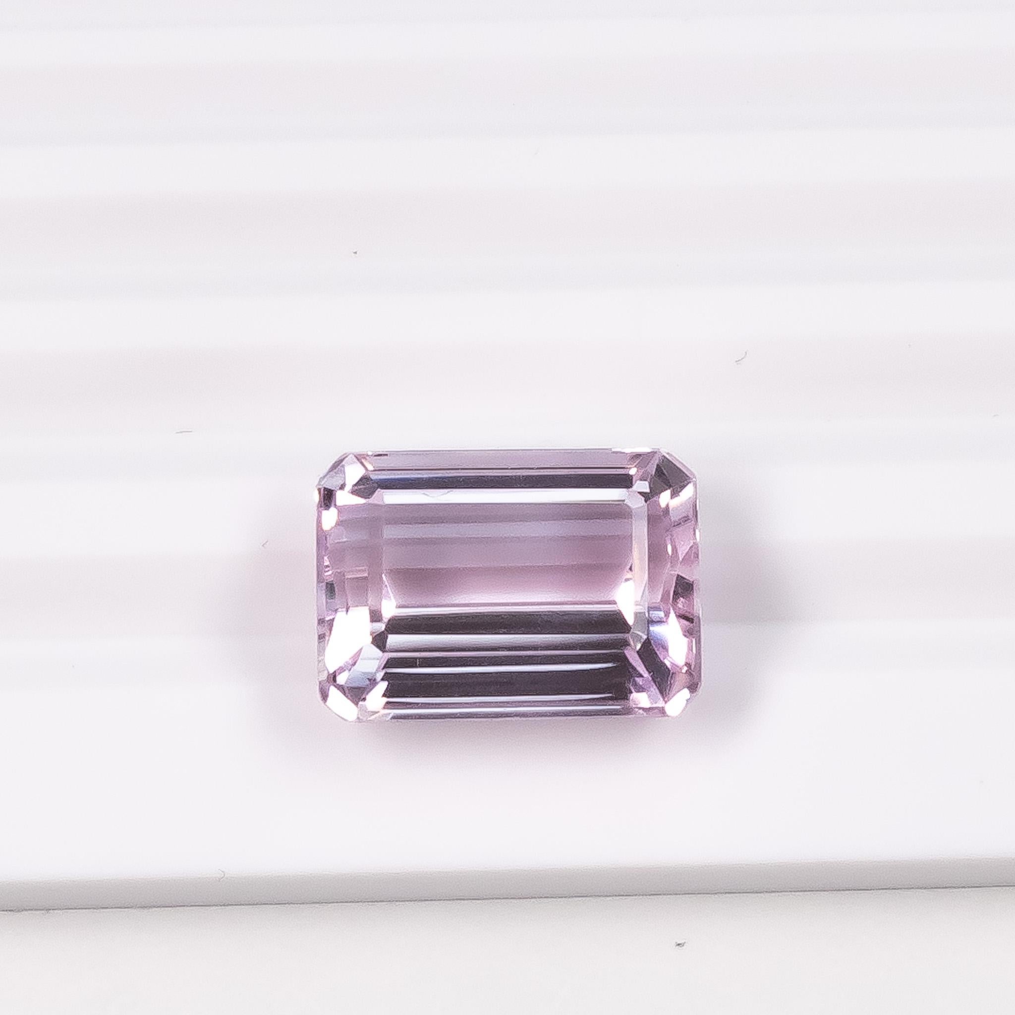 12.87ct Light Baby Pastel Pink Emerald Cut Kunzite Loose For Sale 1