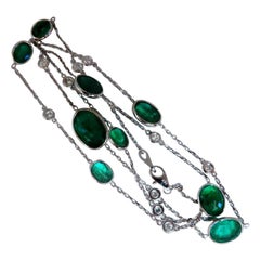 Collana con smeraldi naturali da 12,88 carati e diamanti, 14 carati*