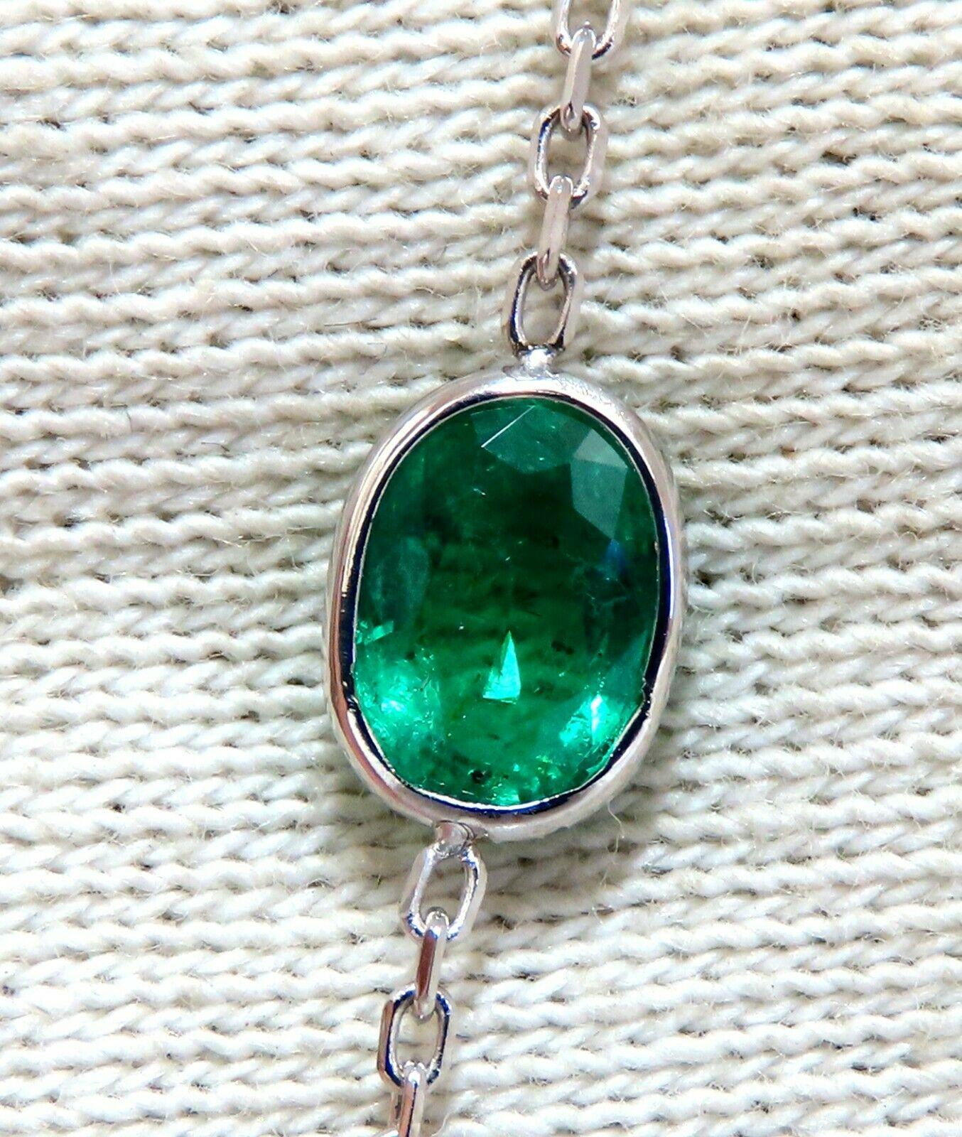 12.88 Carat Natural Emeralds Diamonds Yard Necklace 14 Karat For Sale 6