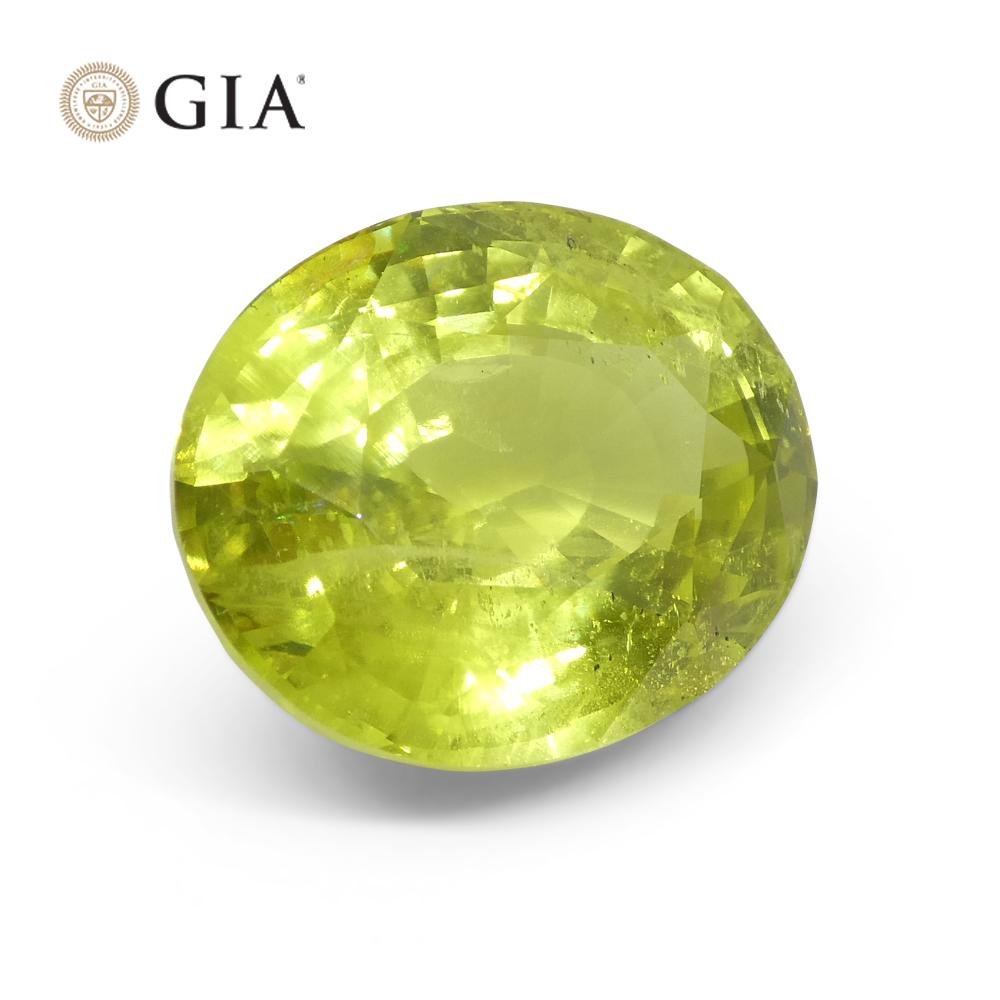 12.88 Carat Oval Green-Yellow Chrysoberyl GIA Certified Unheated For Sale 9