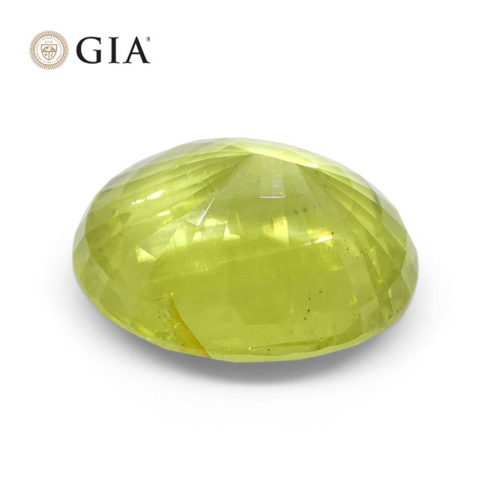12.88 Carat Oval Green-Yellow Chrysoberyl GIA Certified Unheated For Sale 1