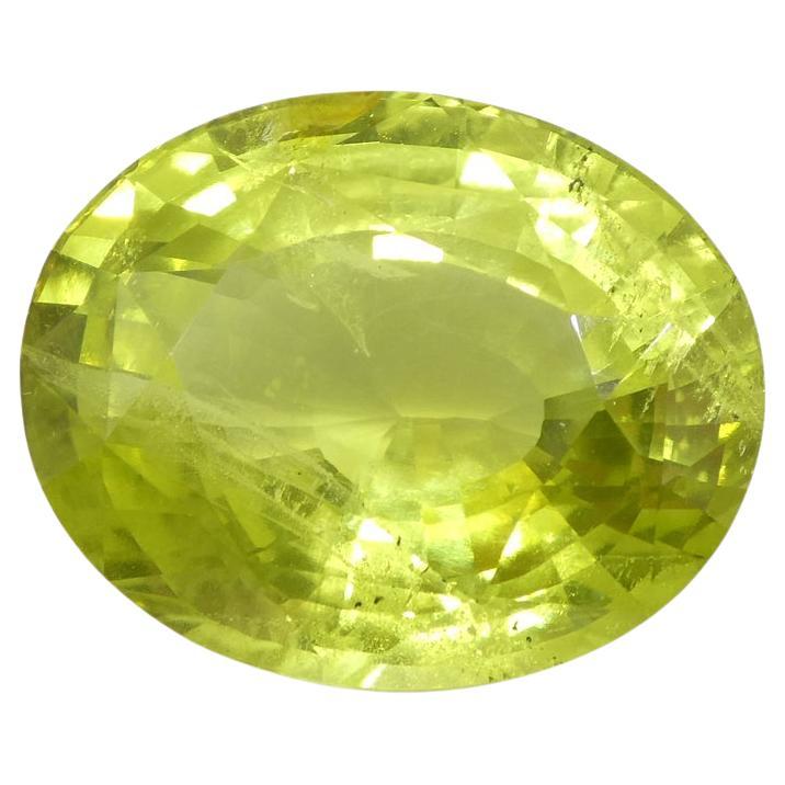 12.88 Carat Oval Green-Yellow Chrysoberyl GIA Certified Unheated For Sale