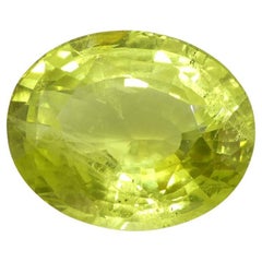 Chrysobéryl vert-jaune ovale non chauffé 12,88 carats certifié GIA