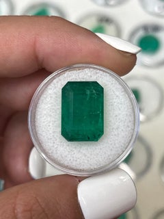 12.89 Carat 15.5x11 Kelly Green Zambian Emerald - Emerald Cut May Birthstone Gem