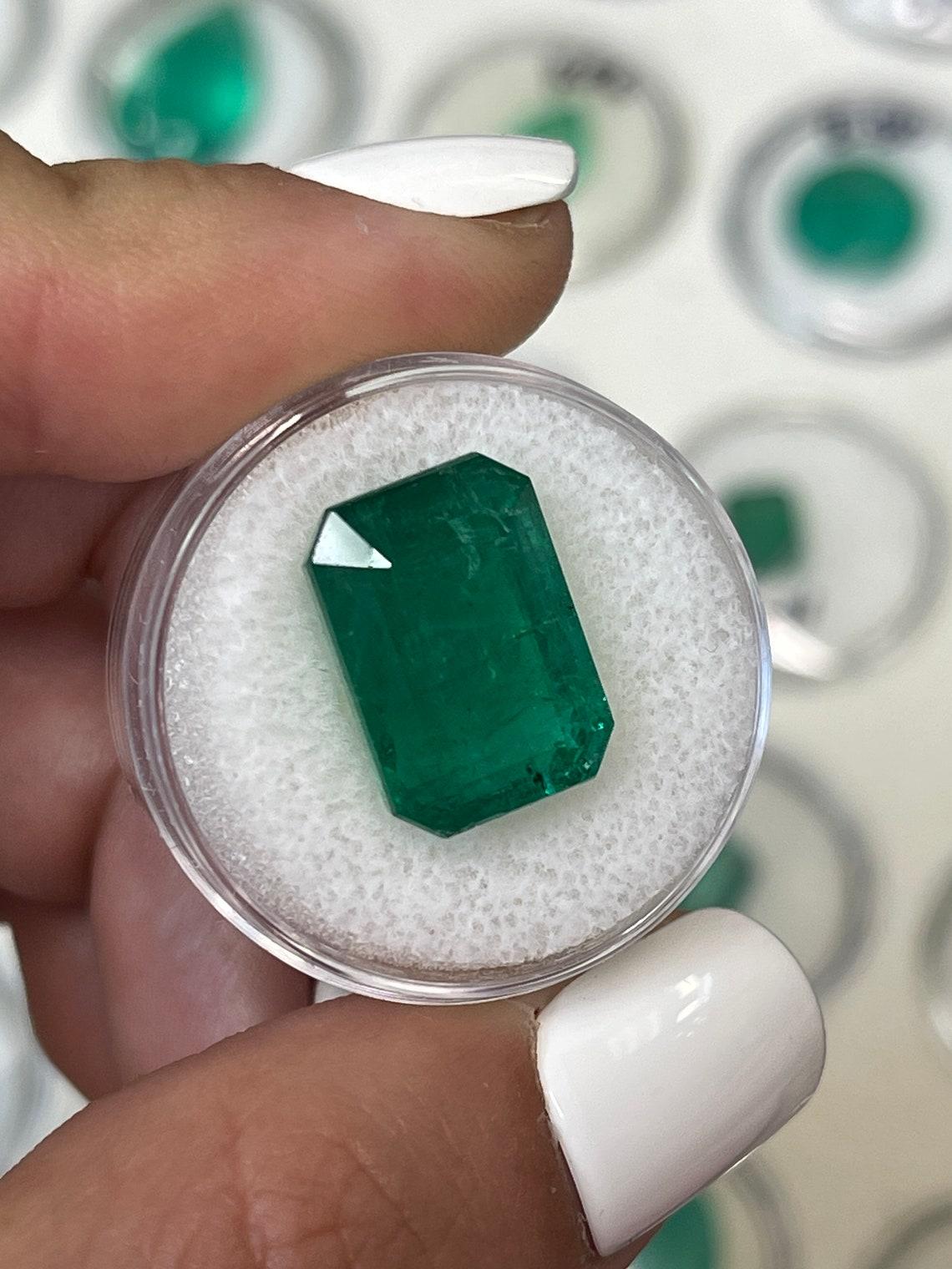 12,89 Karat 15,5x11 Kellygrüner sambischer Smaragd - Smaragdschliff Mai-Geburtsstein Edelstein im Zustand „Neu“ im Angebot in Jupiter, FL