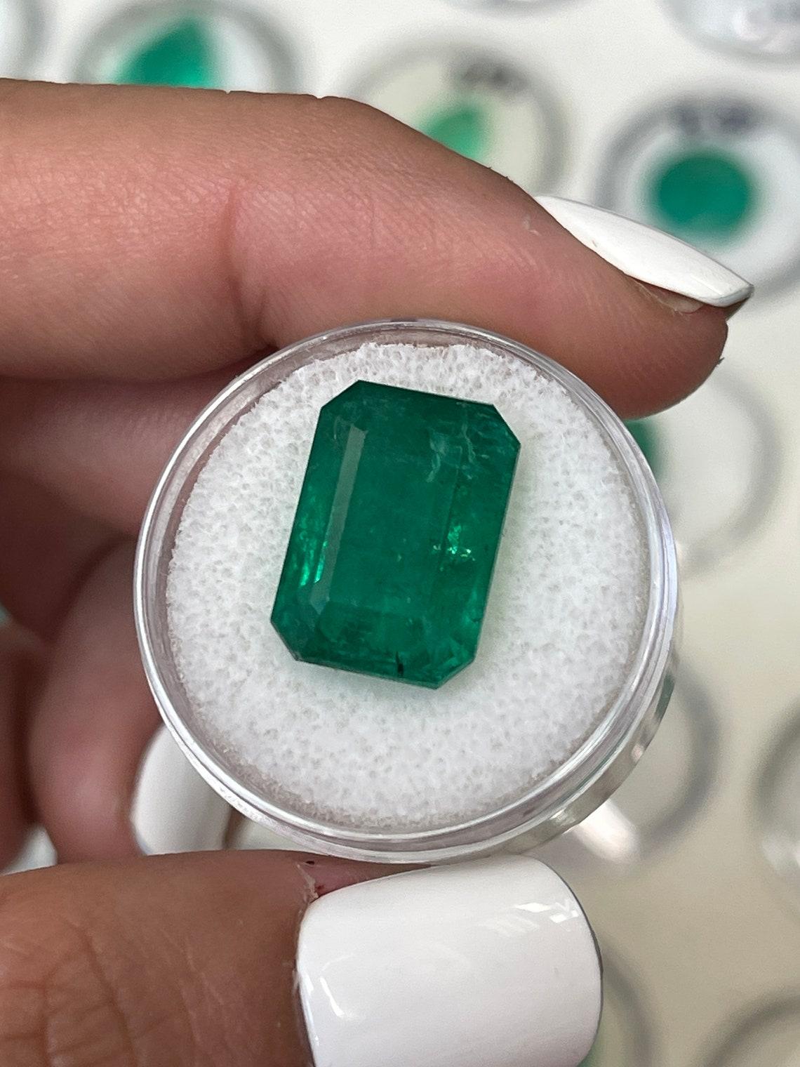 12,89 Karat 15,5x11 Kellygrüner sambischer Smaragd - Smaragdschliff Mai-Geburtsstein Edelstein Damen im Angebot