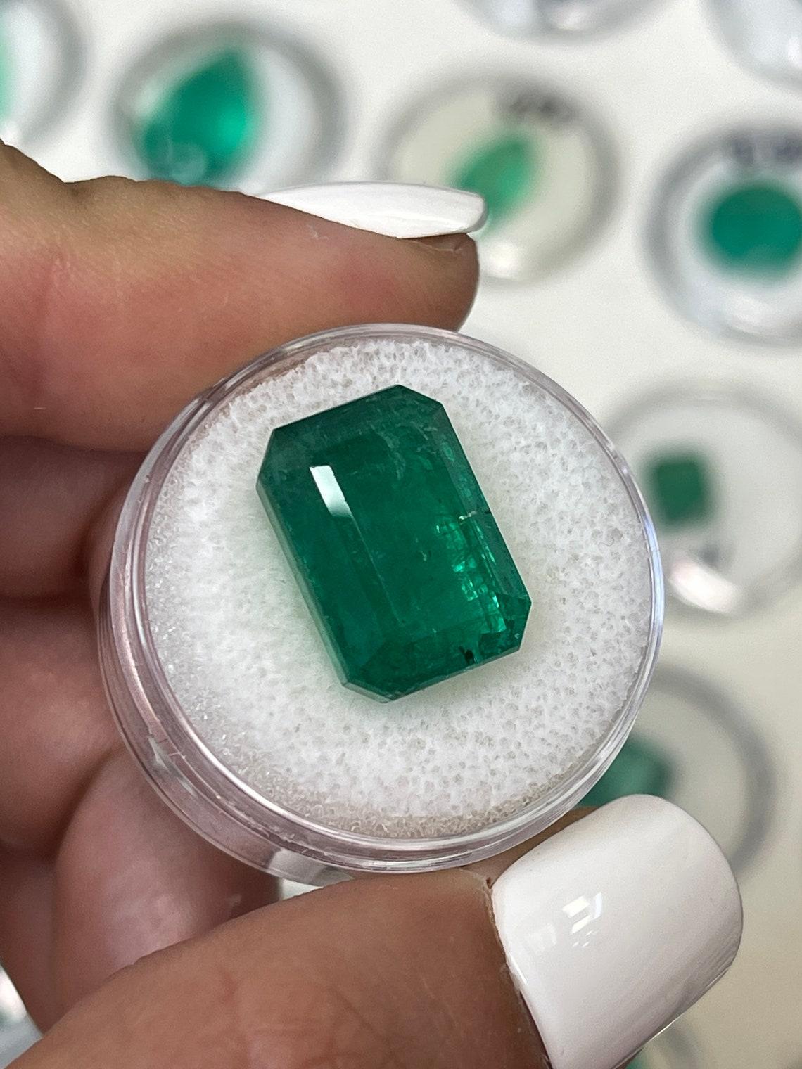 12,89 Karat 15,5x11 Kellygrüner sambischer Smaragd - Smaragdschliff Mai-Geburtsstein Edelstein im Angebot 1