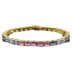 12.89 Carat Multi Colored Sapphire Rainbow Tennis Bracelet