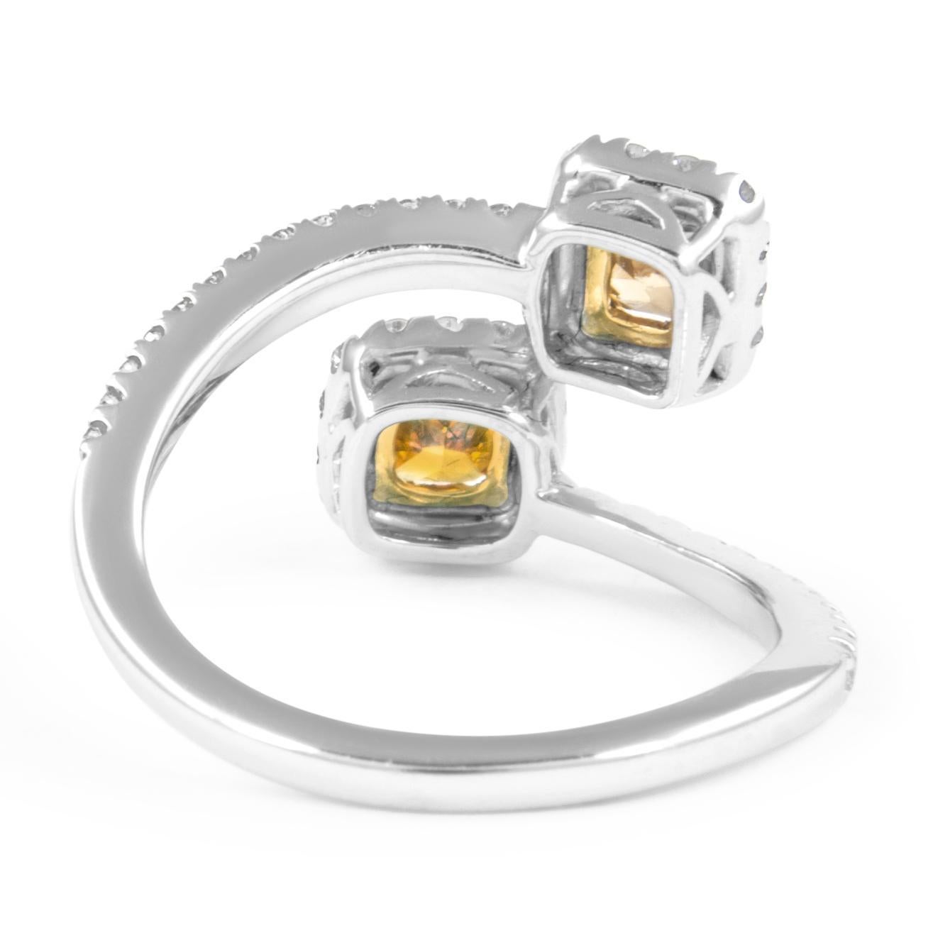 Anello Bypass 1.28Cctt Fancy Yellow Brown Oro 18k bicolore In condizioni Nuovo in vendita a BEVERLY HILLS, CA
