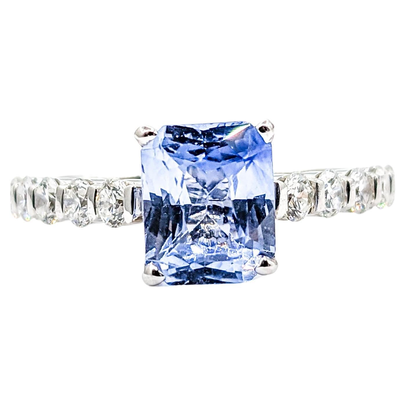 1.28ct Baby Blue Spinel & Diamond Ring In White Gold