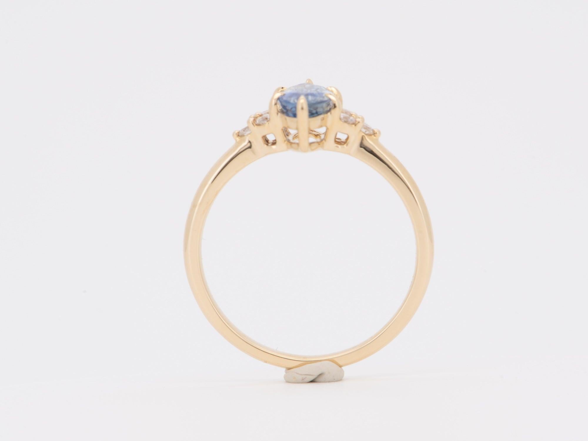 Uncut 1.28ct Bi-Color Sapphire and Diamond Engagement Ring 14K Gold R6755