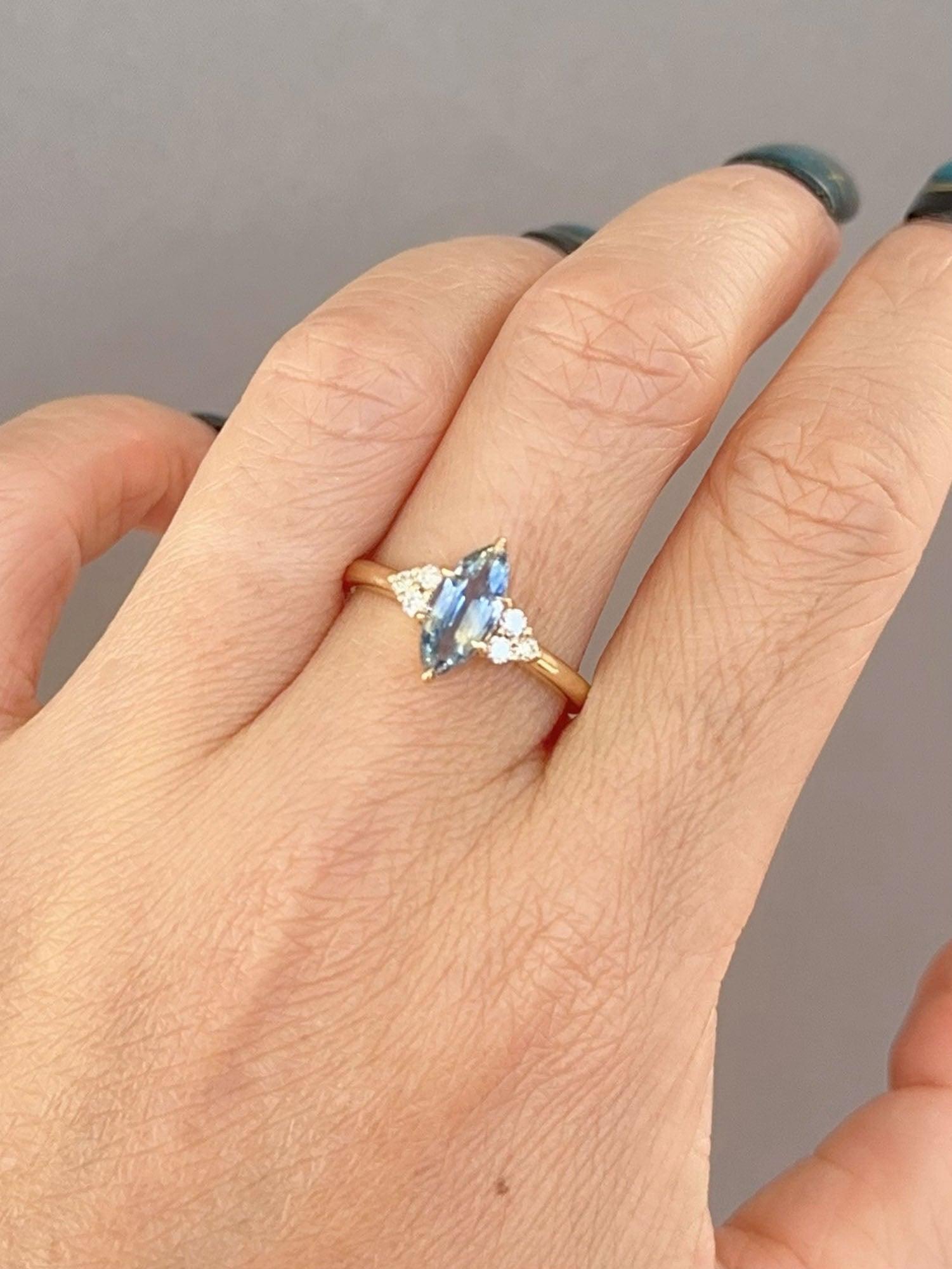 1.28ct Bi-Color Sapphire and Diamond Engagement Ring 14K Gold R6755 2