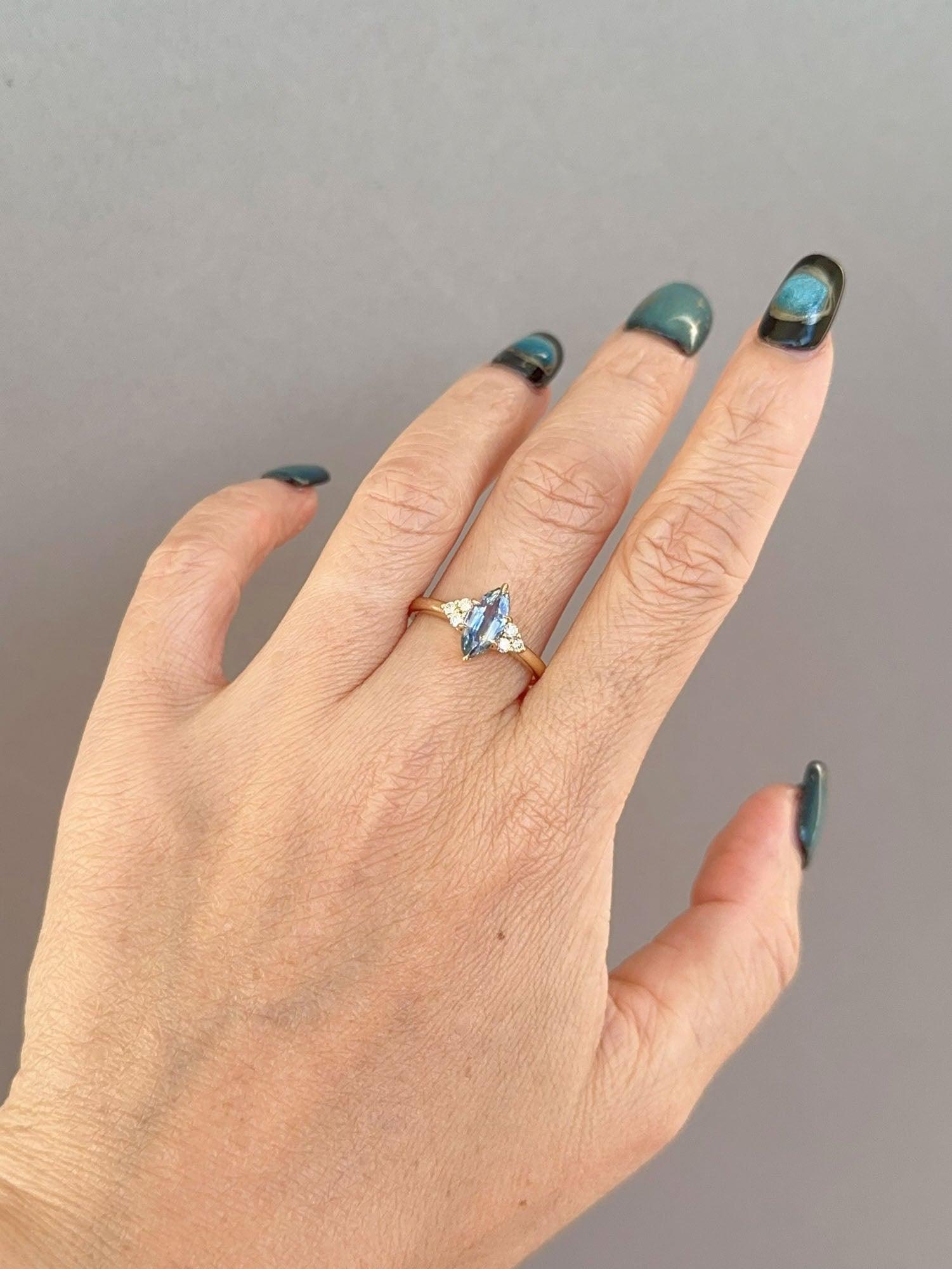 1.28ct Bi-Color Sapphire and Diamond Engagement Ring 14K Gold R6755 3