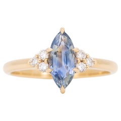 Anello di fidanzamento con zaffiro bicolore e diamante da 1,28 carati in oro 14K R6755