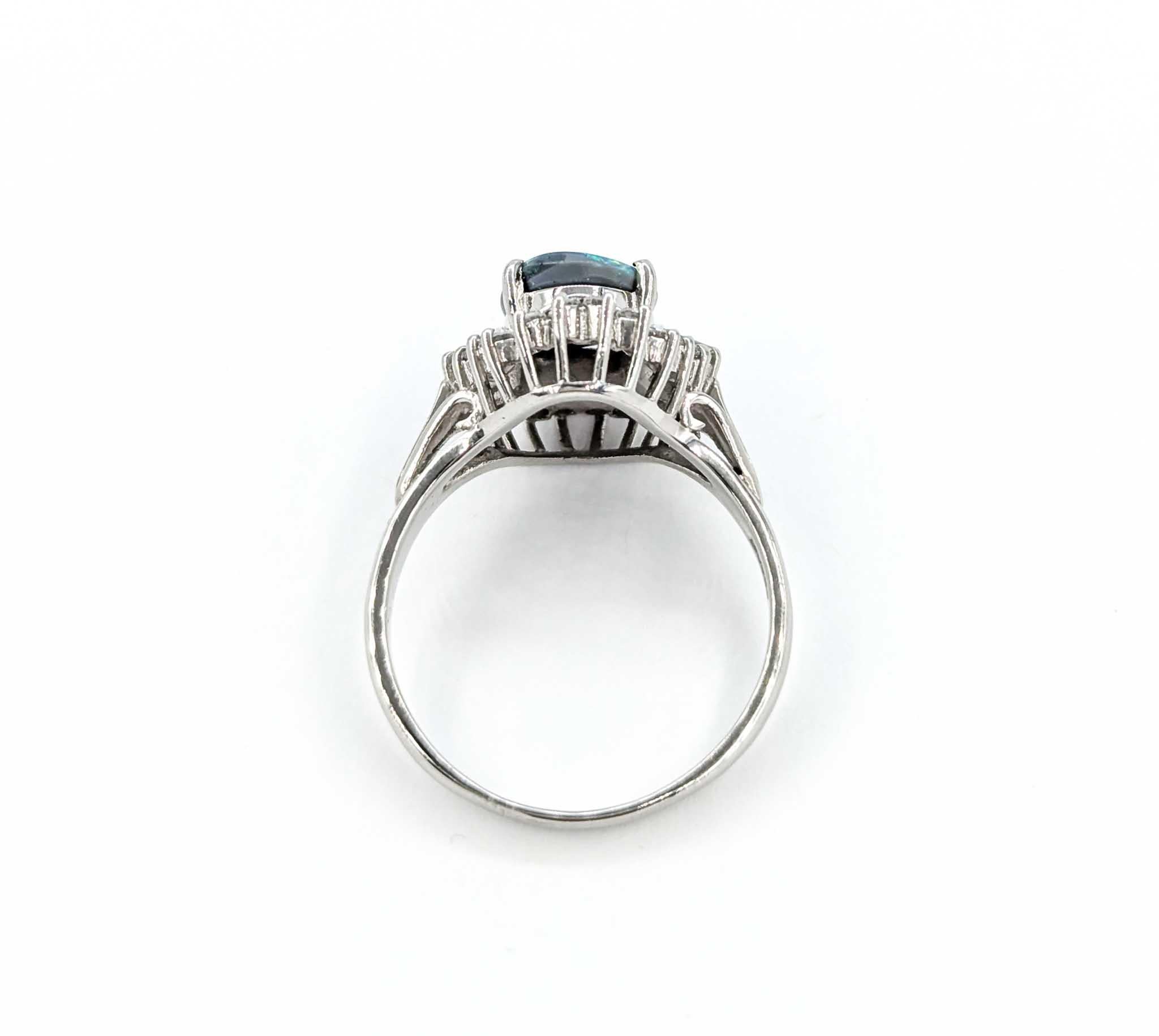 1.28ct Black Opal with Diamond Halo in Platinum 1