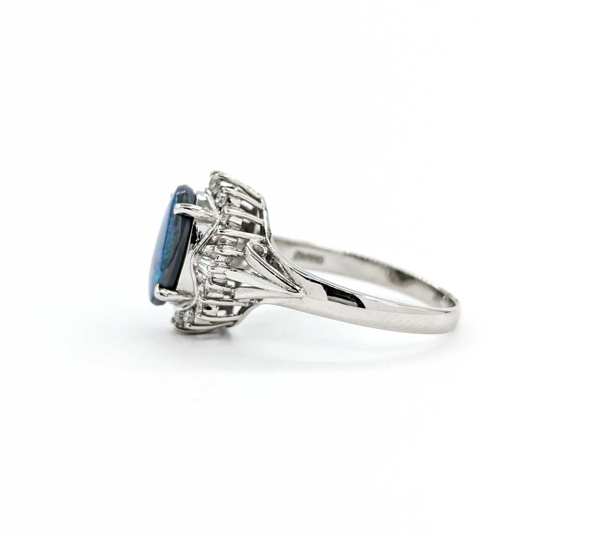 1.28ct Black Opal with Diamond Halo in Platinum 4