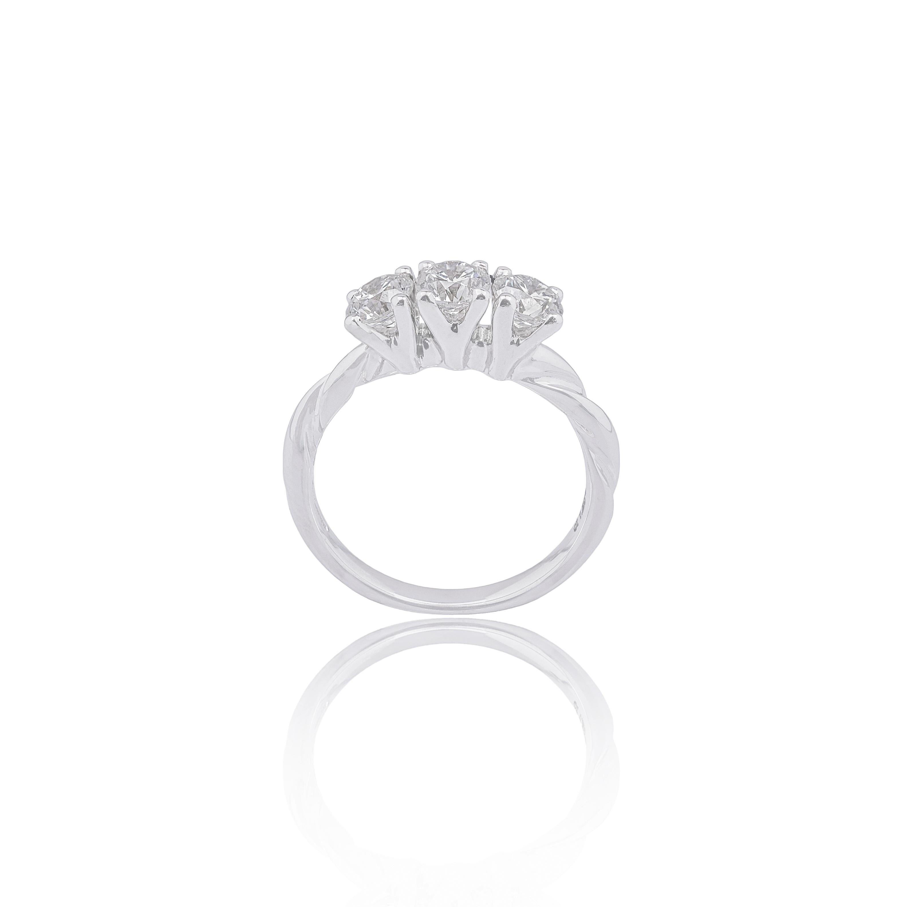 For Sale:  1.28ct Brilliant Cut Diamonds and 18k White Gold Trilogy Ring  4