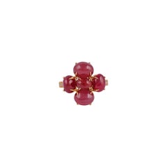 12.8ct Cabochon Burma Natural Ruby, Diamond Ring in Solid 18 Carat Yellow Gold