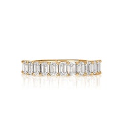 1.28ct Emerald Cut Diamond Wedding Band in 18k Champagne Yellow Gold