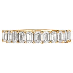 1.28ct Emerald Cut Diamond Wedding Band in 18k Champagne Yellow Gold