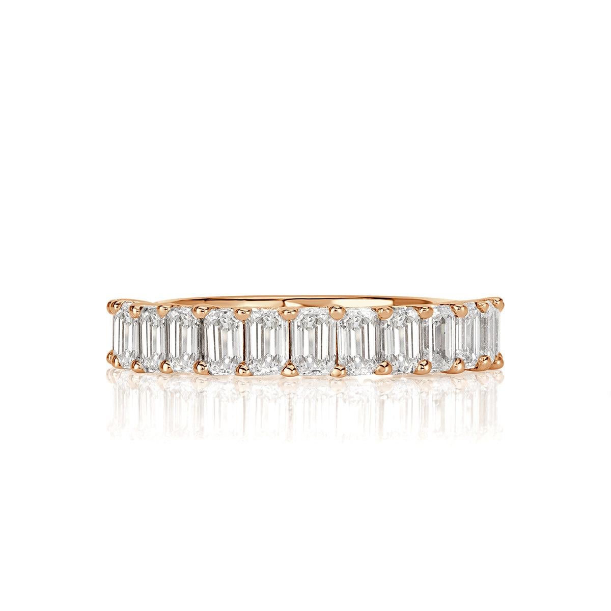 1.28ct Emerald Cut Diamond Wedding Band in 18k Rose Gold