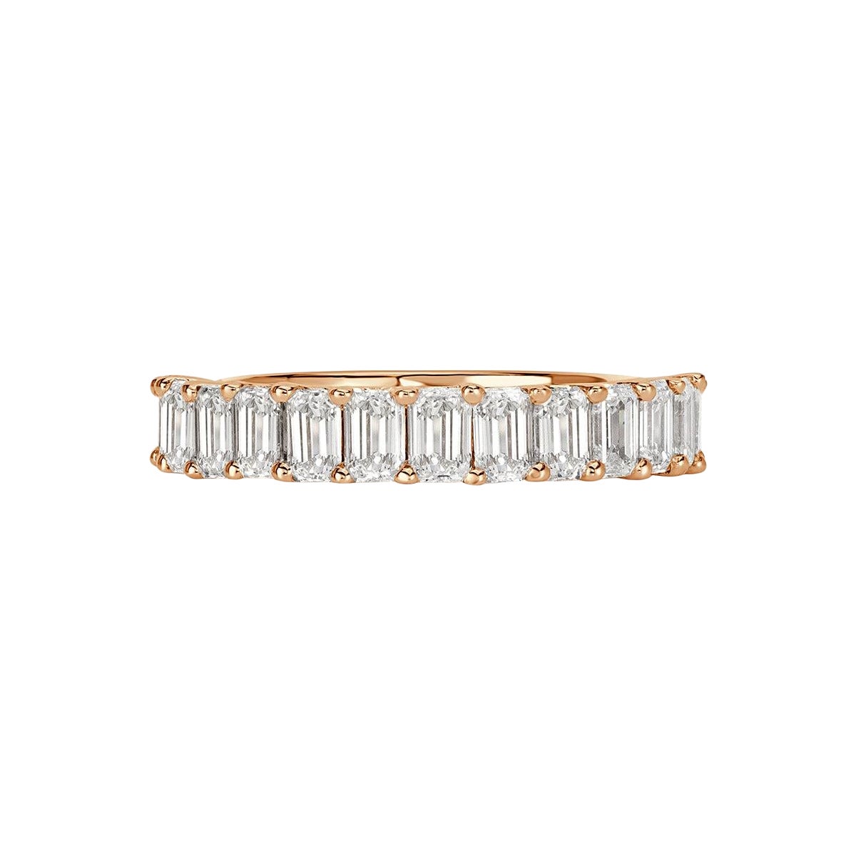 1.28ct Emerald Cut Diamond Wedding Band in 18k Rose Gold