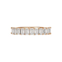 1.28ct Emerald Cut Diamond Wedding Band in 18k Rose Gold