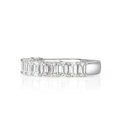 1.28ct Emerald Cut Diamond Wedding Band in 18k White Gold