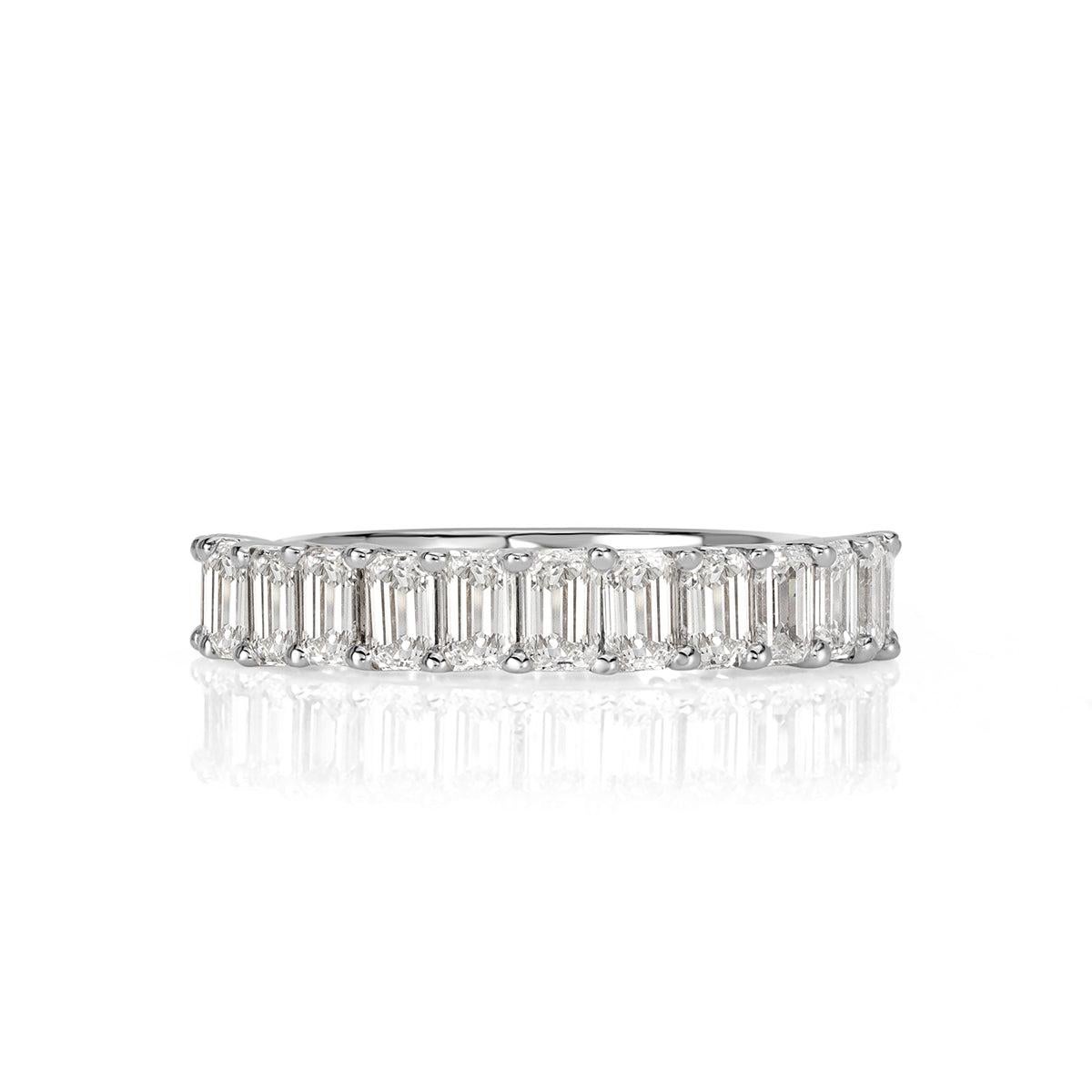 1.28ct Emerald Cut Diamond Wedding Band in 18k White Gold For Sale
