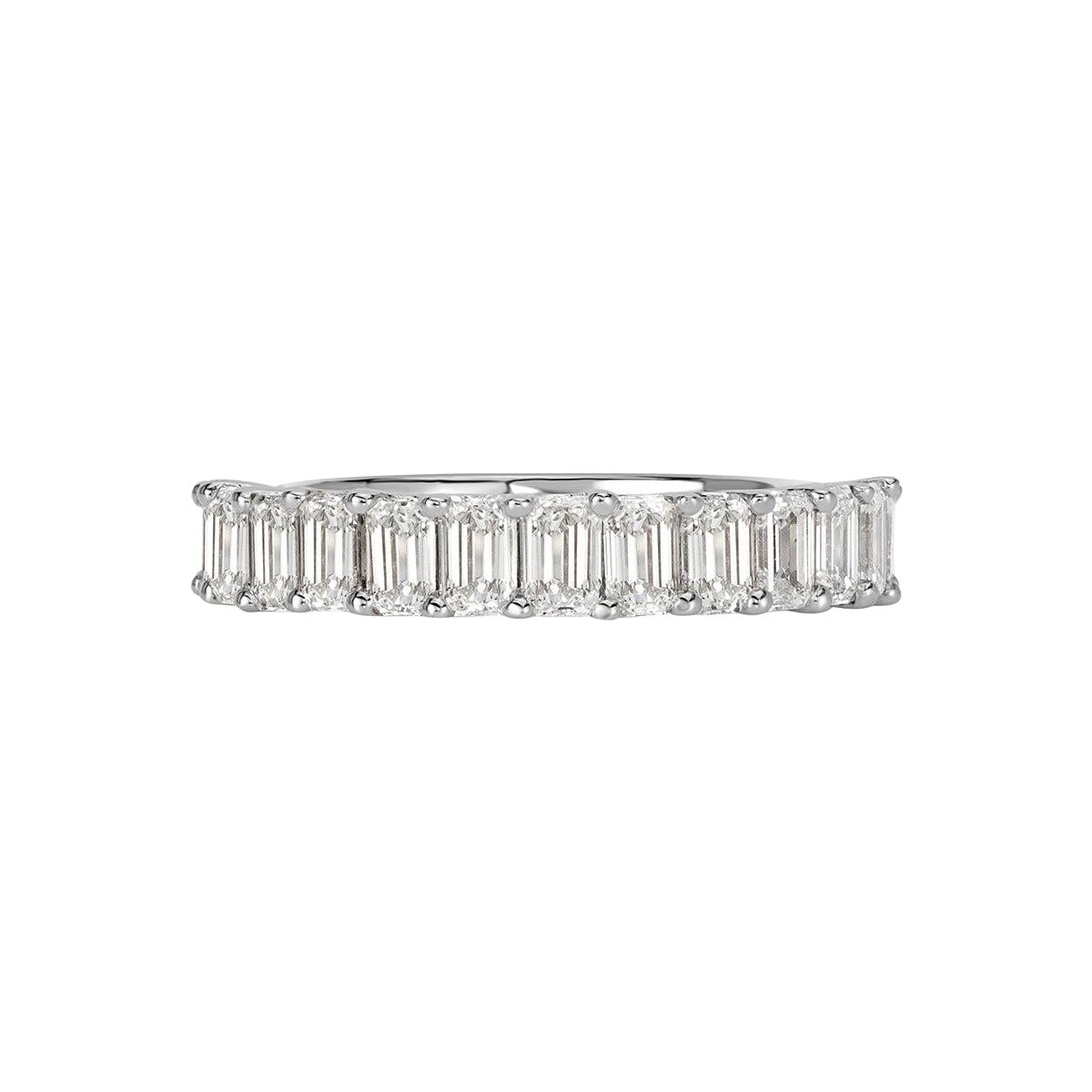 1.28ct Emerald Cut Diamond Wedding Band in 18k White Gold