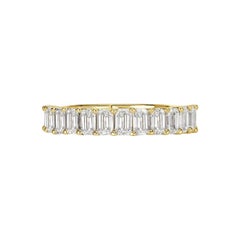 1.28ct Emerald Cut Diamond Wedding Band in 18k Yellow Gold