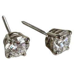 1.28ct GIA certified diamonde stud earrings screw back 14KT white gold diamonds