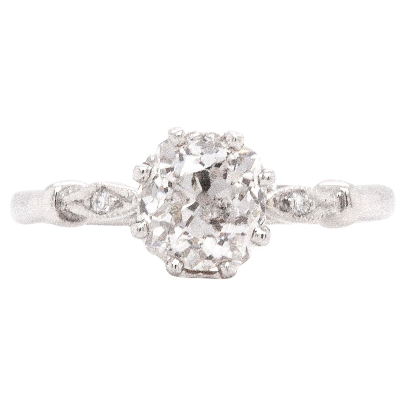 1,28 Karat Diamant-Verlobungsring aus Platin mit altem Minenschliff