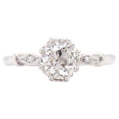 1,28 Karat Diamant-Verlobungsring aus Platin mit altem Minenschliff