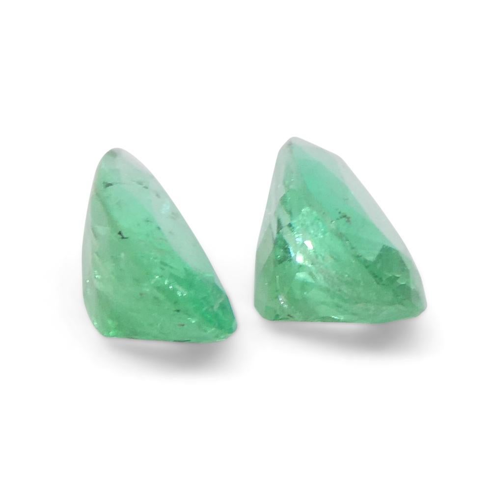 1.28ct Pair Pear Green Emerald from Colombia For Sale 6