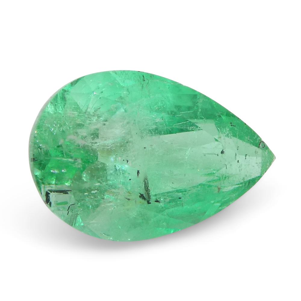 1,28 Karat birnengrüner Smaragd aus Kolumbien (Brillantschliff) im Angebot