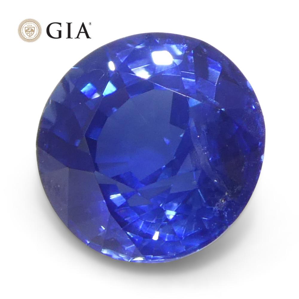 Saphir bleu rond de 1,28 carat certifié GIA, Cambodge   en vente 6