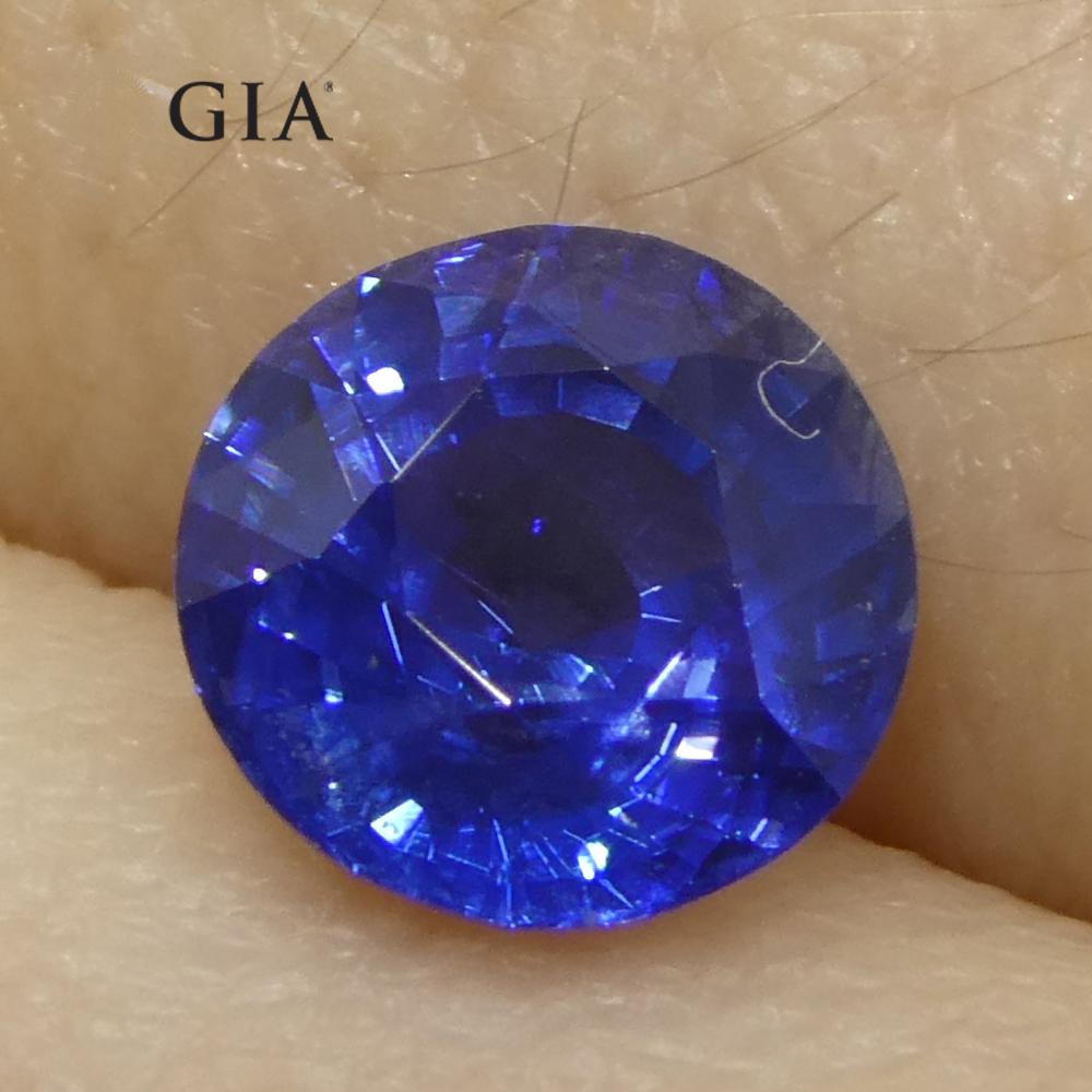Saphir bleu rond de 1,28 carat certifié GIA, Cambodge   en vente 8