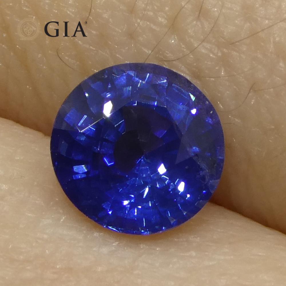 Saphir bleu rond de 1,28 carat certifié GIA, Cambodge   en vente 9