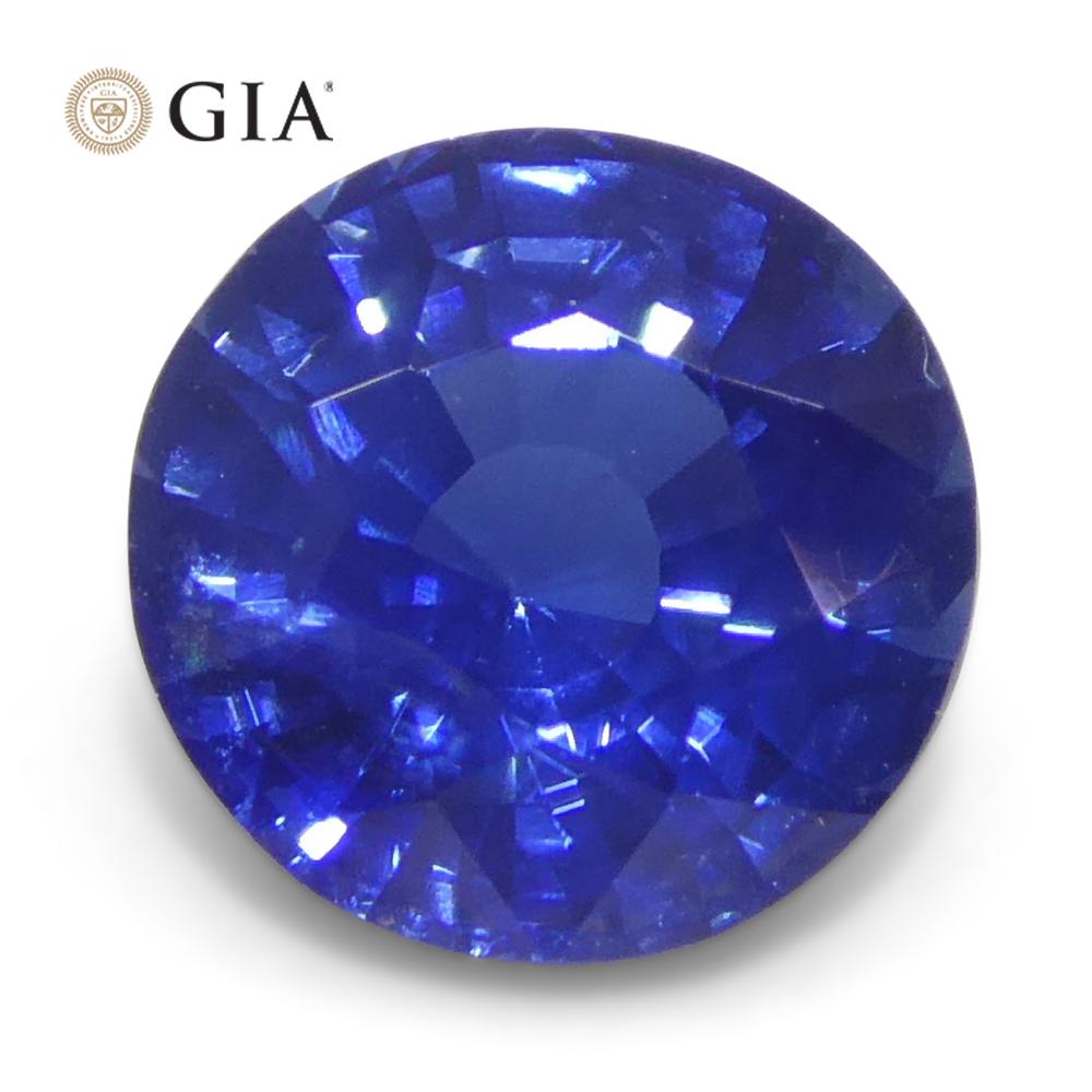 Saphir bleu rond de 1,28 carat certifié GIA, Cambodge   Neuf - En vente à Toronto, Ontario