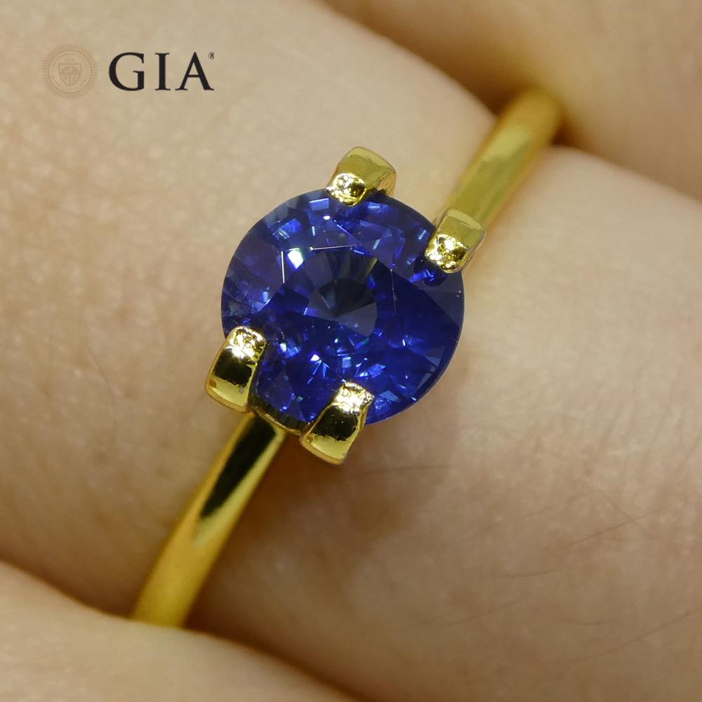 Women's or Men's 1.28ct Round Blue Sapphire GIA Certified Cambodia   For Sale