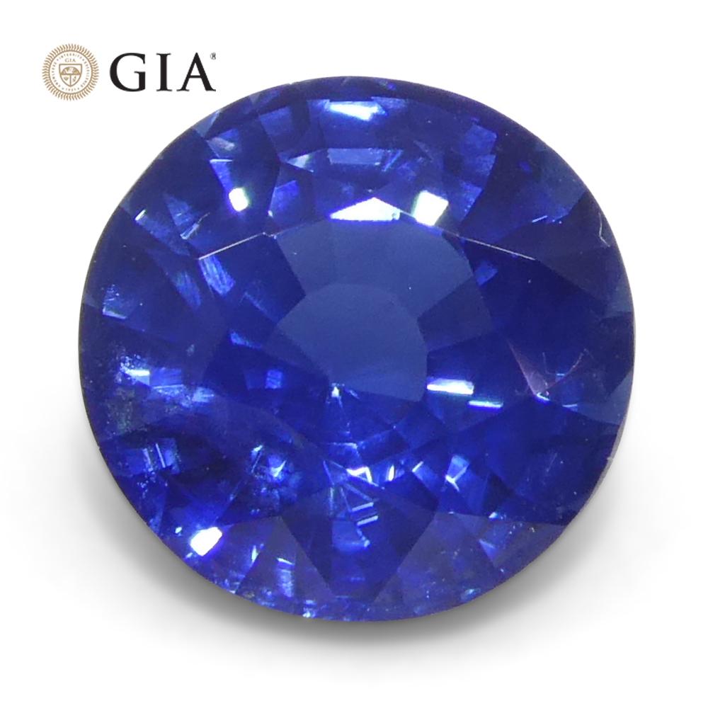 Saphir bleu rond de 1,28 carat certifié GIA, Cambodge   en vente 1