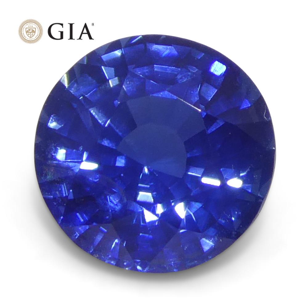 Saphir bleu rond de 1,28 carat certifié GIA, Cambodge   en vente 2