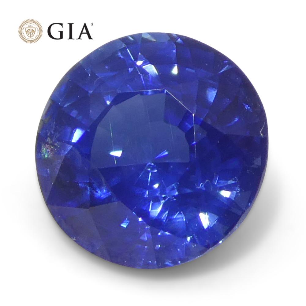 Saphir bleu rond de 1,28 carat certifié GIA, Cambodge   en vente 3