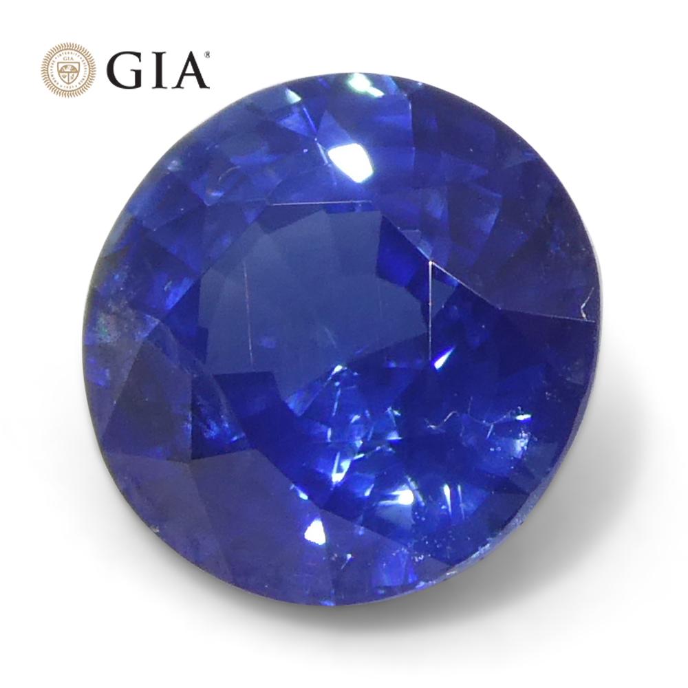 Saphir bleu rond de 1,28 carat certifié GIA, Cambodge   en vente 4